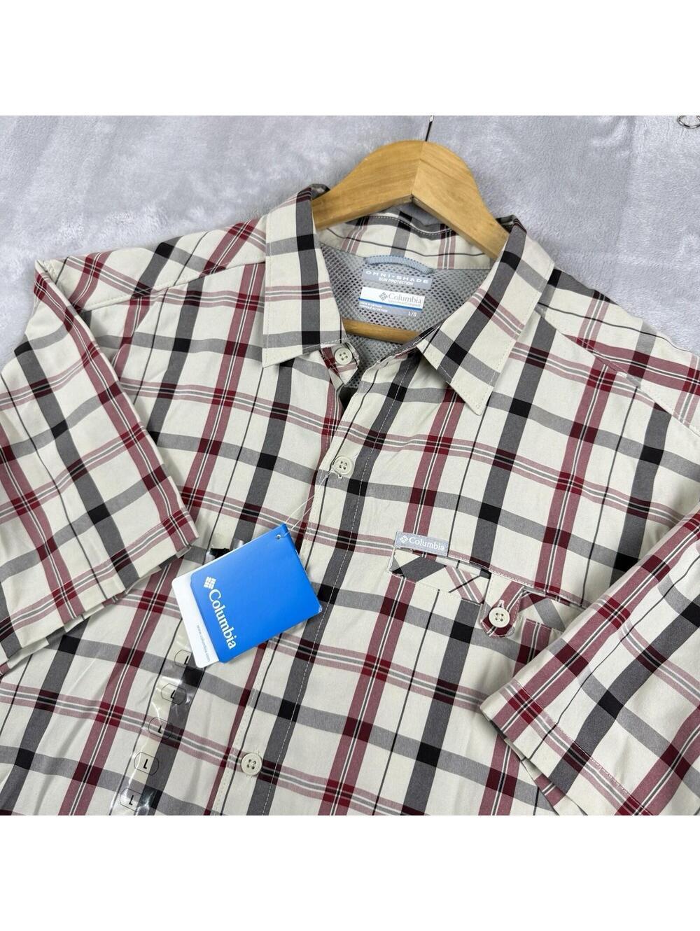 Columbia Trail Plaid Shirt Mens L Sun Protection NWT Fishing Hiking Omni Shade